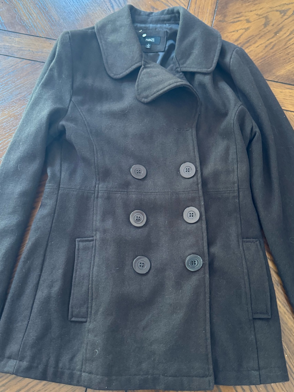 Rue21 Women's Dark Brown Double-Breasted Peacoat
